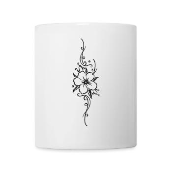 Ornament with large hibiscus blossom, hibiscus - Mug - white - Front