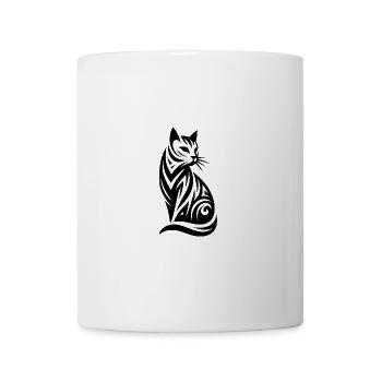 Tatouage tribal géométrique d’un chat noble - Mug blanc - blanc - Devant