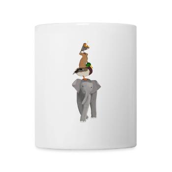 Éléphant Canard Lapin Robin Drôle d’animaux - Mug blanc - blanc - Devant