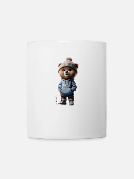 Baer mit Hoodie - Tasse - Weiß