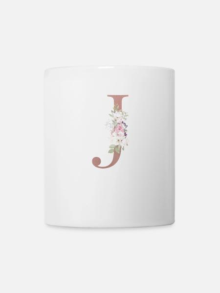 Personalisierbar Monogramm J Floral - Tasse - Weiß