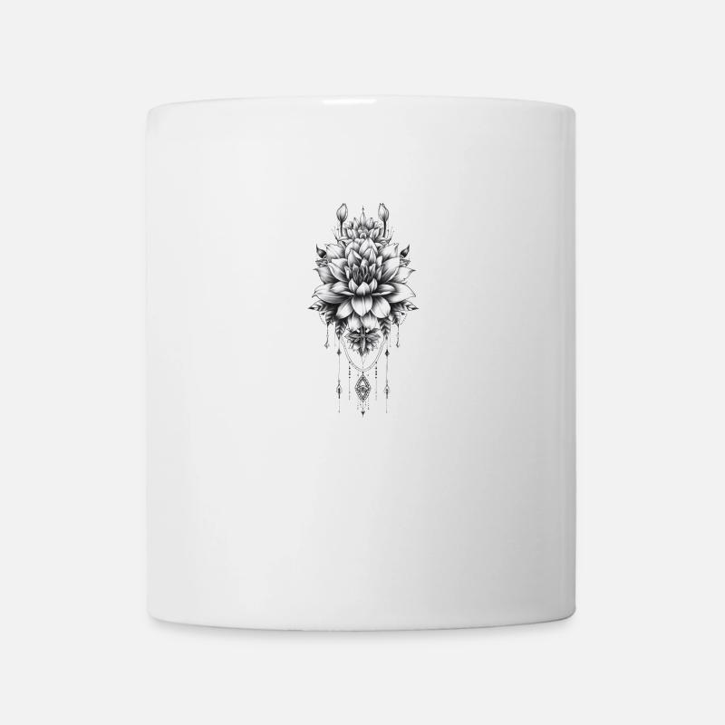 Grande Fleur Magnifique Avec Tribal - Mug blanc - blanc