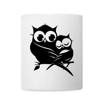 zwei Eulen auf einem Ast - Tasse - Weiß - Vorne