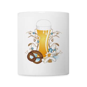Weißbier Glas mit Brezel,Weißwürste,Senf, Edelweiß - Tasse - Weiß - Vorne
