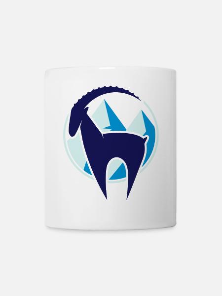 Steinbock und Gebirge Button - Tasse - Weiß