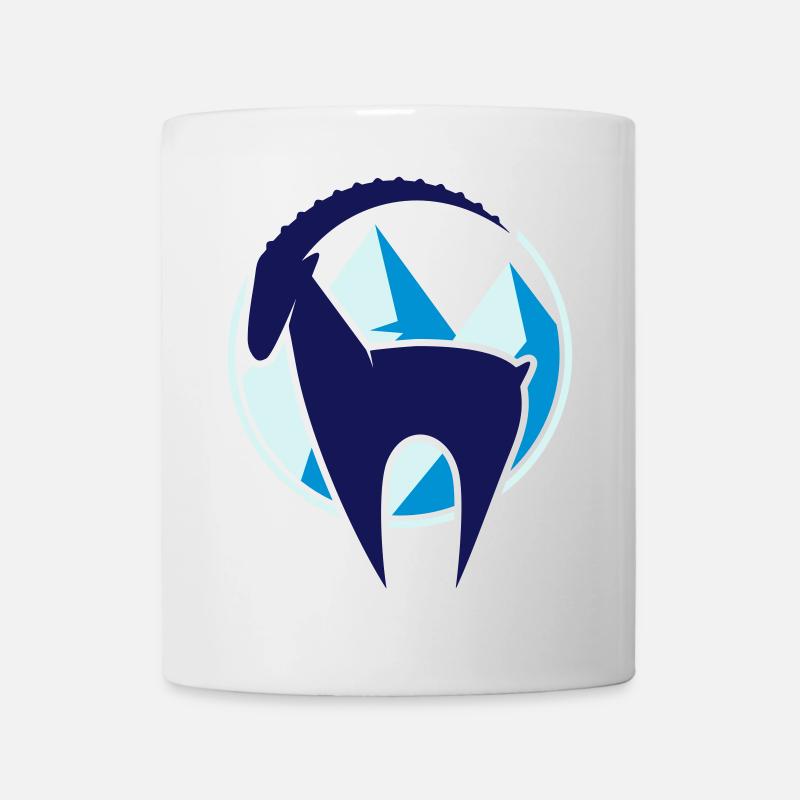 Steinbock und Gebirge Button - Tasse - Weiß