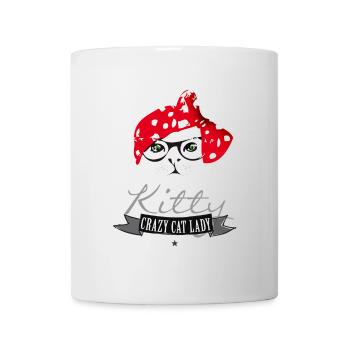 katze hipster kitty crazy cat lady rot kopftuch br - Tasse - Weiß - Vorne