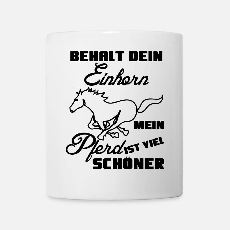 Pferd vs Einhorn Geschenk Tier lustig Spruch - Tasse - Weiß
