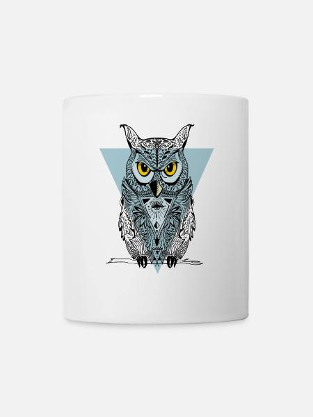 Hibou Triangle Illuminati Yeux d’oiseau Fantaisie gothique - Mug blanc - blanc