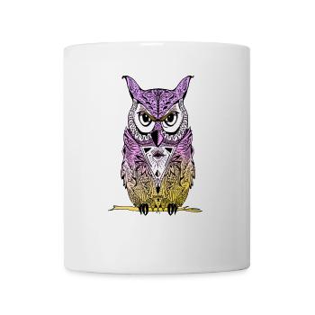 owl Mandala Yoga illuminati eyes night see lol - Mug - white - Front
