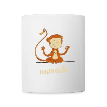 namaste monkey banana humor buddha meditation yoga o - Mug - white - Front
