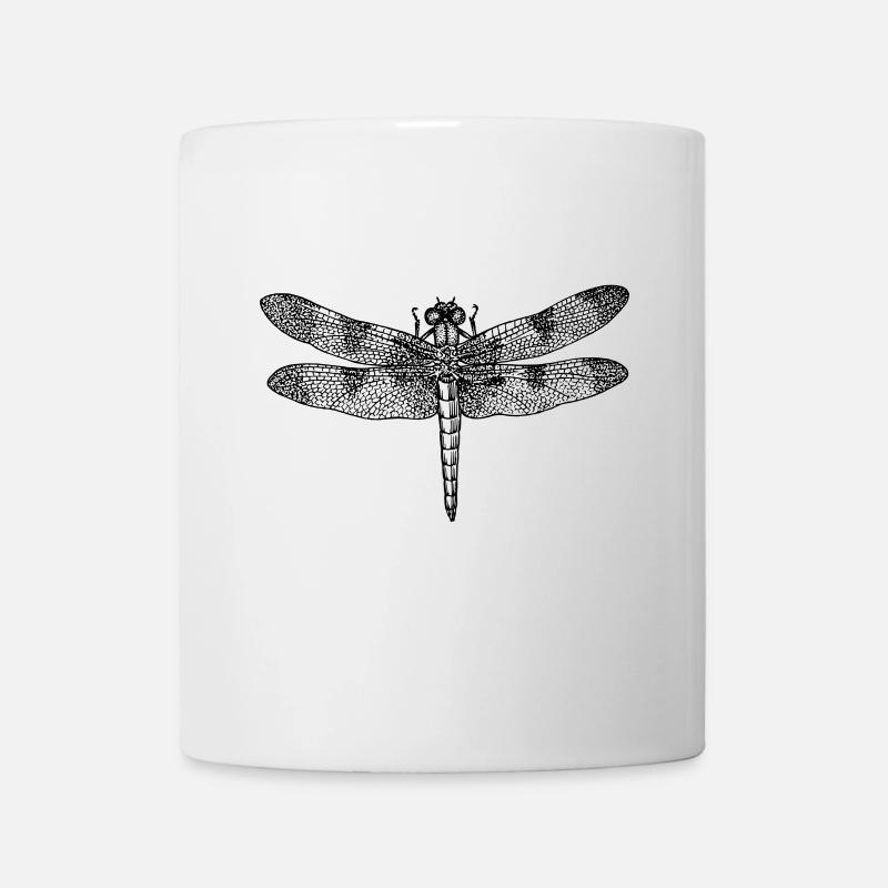 Dragonfly dragonfly drawing insect outline retro - Mug - white