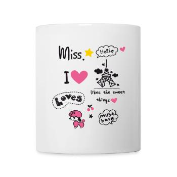 badges paris pink girl love scribble miss cute LOL - Tasse - Weiß - Vorne