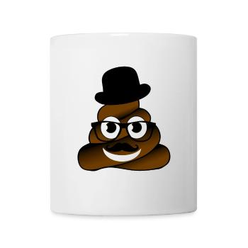 poop hat glasses beard nerd geek humor joke fun shit - Mug - white - Front