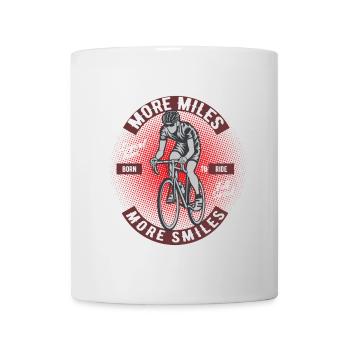 Mehr Kilometer mit dem Fahrrad, mehr Lächeln - Tasse - Weiß - Vorne