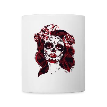 tod girl mexico costume skull rose death day lol - Mug - white - Front