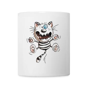 Crazy Cat - Funny Cats - Kitten - Comic-Fun - Mug - white - Front