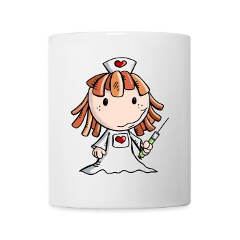 comique d'infirmière avec le coeur et la seringue - Mug blanc - blanc - Devant