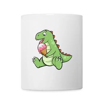 Eiscreme Dino Erdbeereis Dinosaurier T-Rex Saurier - Tasse - Weiß - Vorne