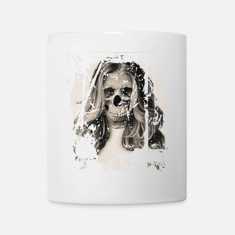 Skull Girl noir et blanc - Mug blanc - blanc