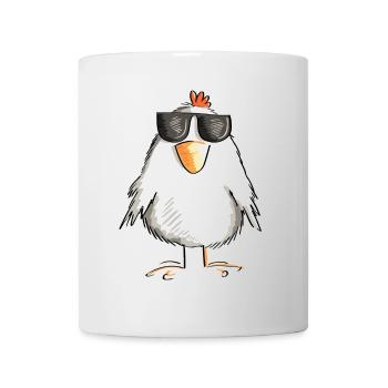 Chicken with cool sunglasses - rooster - goose - Mug - white - Front