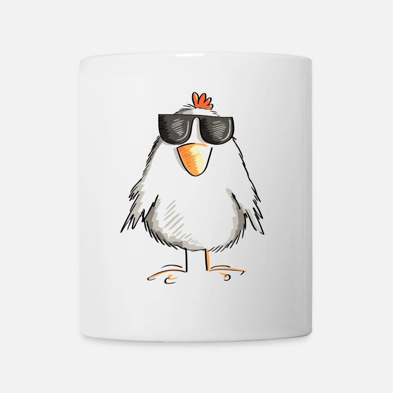 Huhn mit cooler Sonnenbrille - Hahn - Gockel - Tasse - Weiß