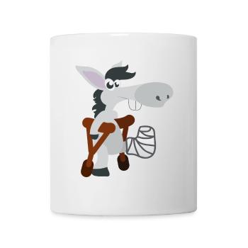 funny animals child motive ill donkey on crutches - Mug - white - Front