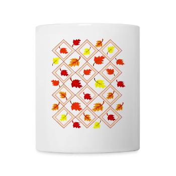 Herbstblatt-Rhomben - Tasse - Weiß - Vorne