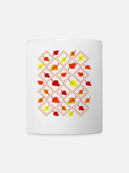 Herbstblatt-Rhomben - Tasse - Weiß