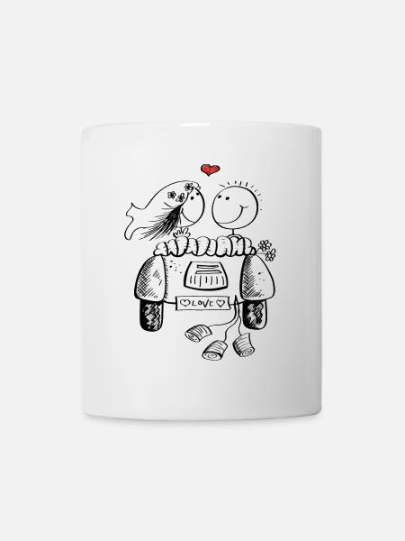 Voiture de mariage avec amour couple de mariage - Mug blanc - blanc