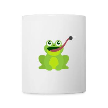 funny animal motif kids shirt frog catches fly - Mug - white - Front