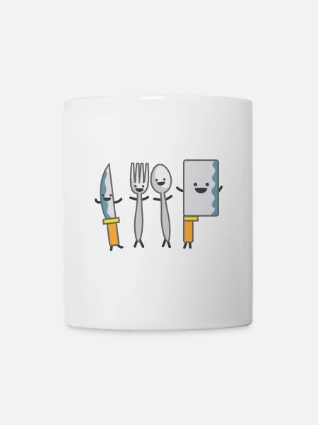 Kindermotiv tanzendes Besteck Kindershirt Besteck - Tasse - Weiß