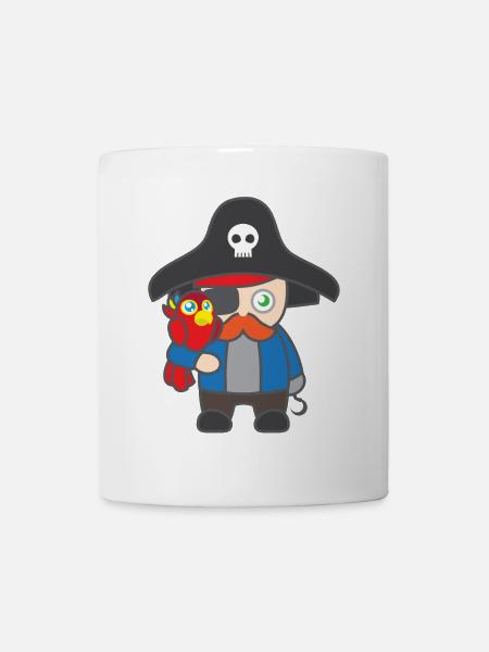 Kindermotiv Shirtmotiv Piratenshirt Pirat mit Ara - Tasse - Weiß