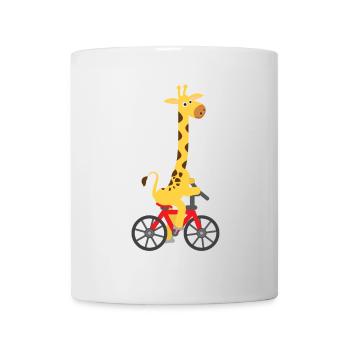 Children's motif: Giraffe rides on a bicycle - Mug - white - Front