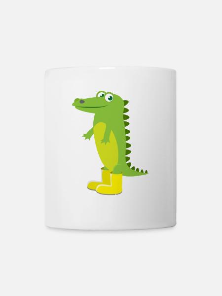 Child motif animal shirt green crocodile gift idea - Mug - white