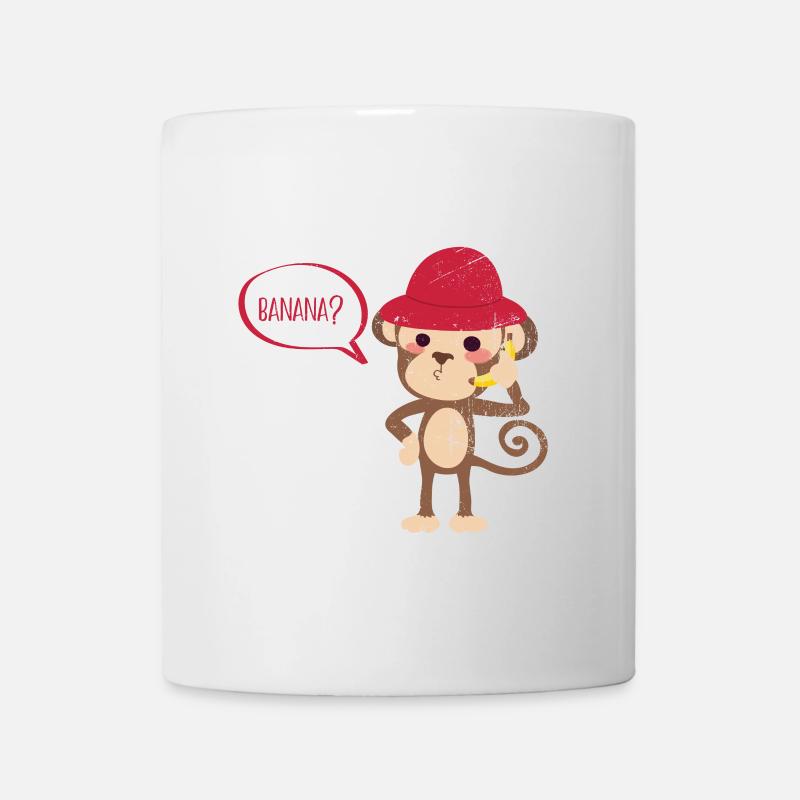 Affe Tier Lustig Telefonieren Banane Geschenkidee - Tasse - Weiß