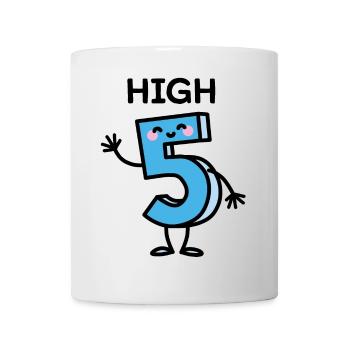 High 5 - anniversaire de numéro de dessin animé cinq ans - Mug blanc - blanc - Devant
