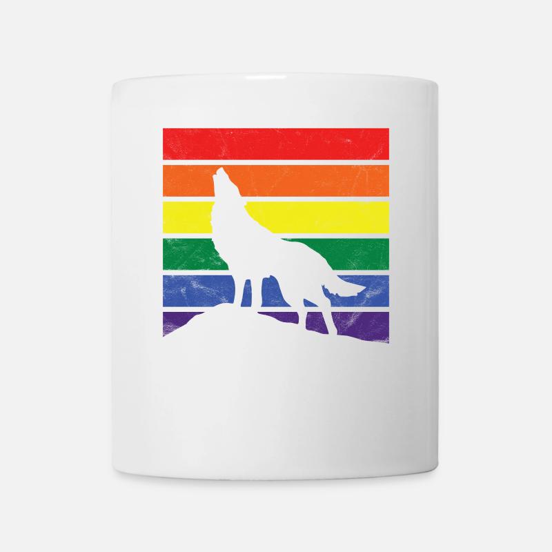 Wolf LGBT Geschenk Silhouette Regenbogen Toleranz - Tasse - Weiß