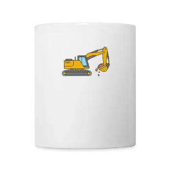 Pelle hydraulique - Excavatrice de chantier jaune - Mug blanc - blanc - Devant