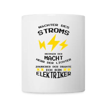 Elektriker Shirt · Herr der Licht · Strom Geschenk - Tasse - Weiß - Vorne