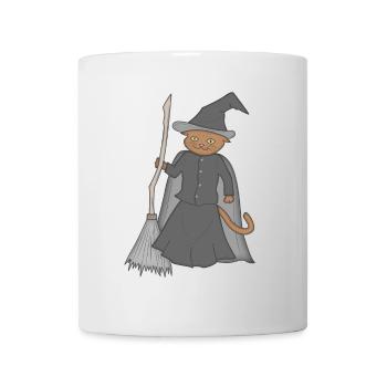 Katze als Hexe Karneval Halloween - Tasse - Weiß - Vorne
