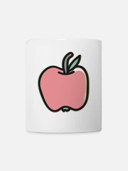 Süßer Apfel Cartoon – Kawaii Frucht Illustration - Tasse - Weiß