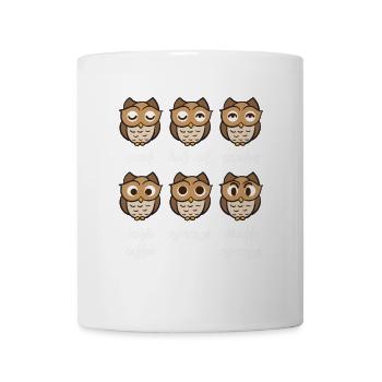 Verschiedene Stimmungen der Kaffee Eule - Tasse - Weiß - Vorne