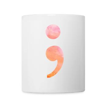 Point-virgule combattant aquarelle - Mug blanc - blanc - Devant