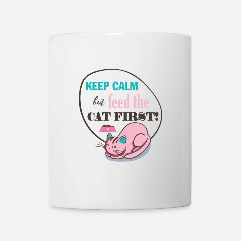 Le chat se calme mais nourrit le CAT PREMIER! cadeau - Mug blanc - blanc