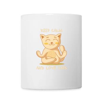 Keep calm and love cats Katze Kätzchen Geschenk - Tasse - Weiß - Vorne