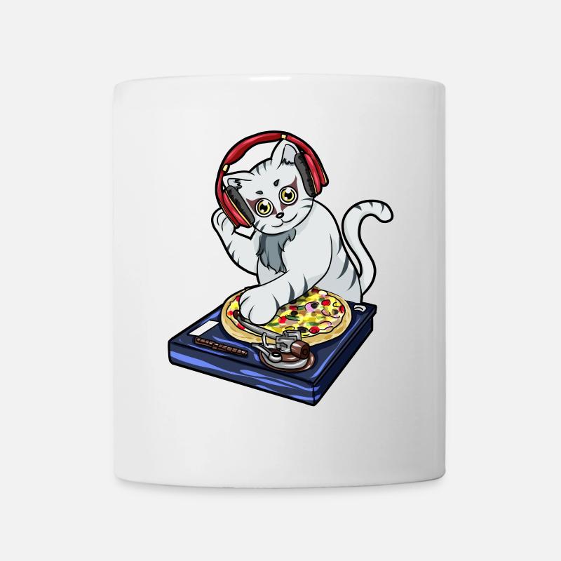 Chat Pizza DJ - Mug blanc - blanc