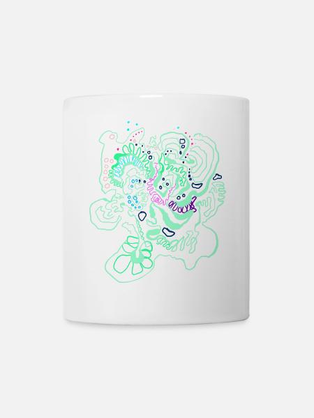 Coral Map / Floral Pattern - Mug - white