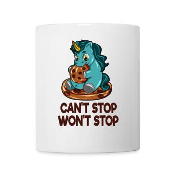 Dickes Einhorn Keks Cookie verfressen Hunger - Tasse - Weiß - Vorne