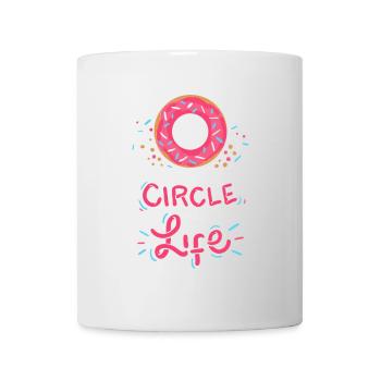 Der Kreis des Lebens Donut Spruch Geschenk Pink - Tasse - Weiß - Vorne